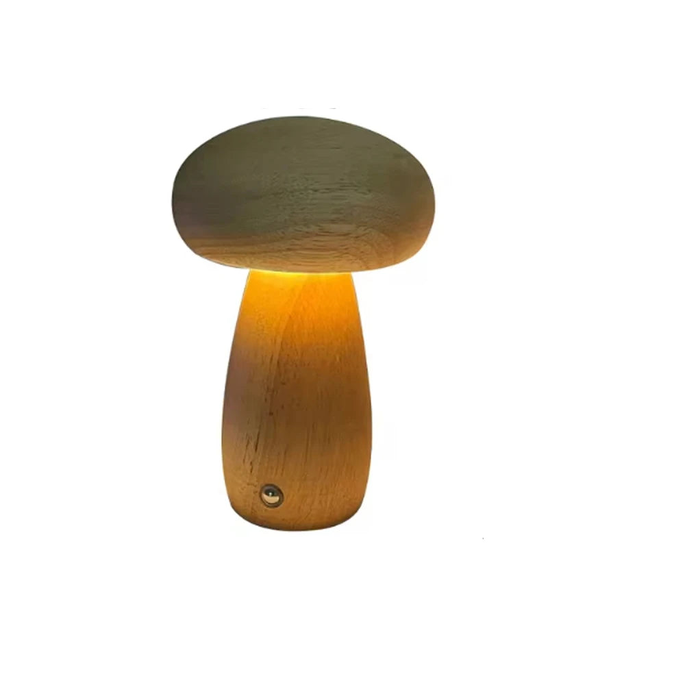 Wooden Mushroom Portable LED Table Lamp